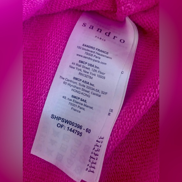 Sandro Paris Pink Sheep Graphic Hoodie French Designer Sweatshirt - Picture 4 of 5